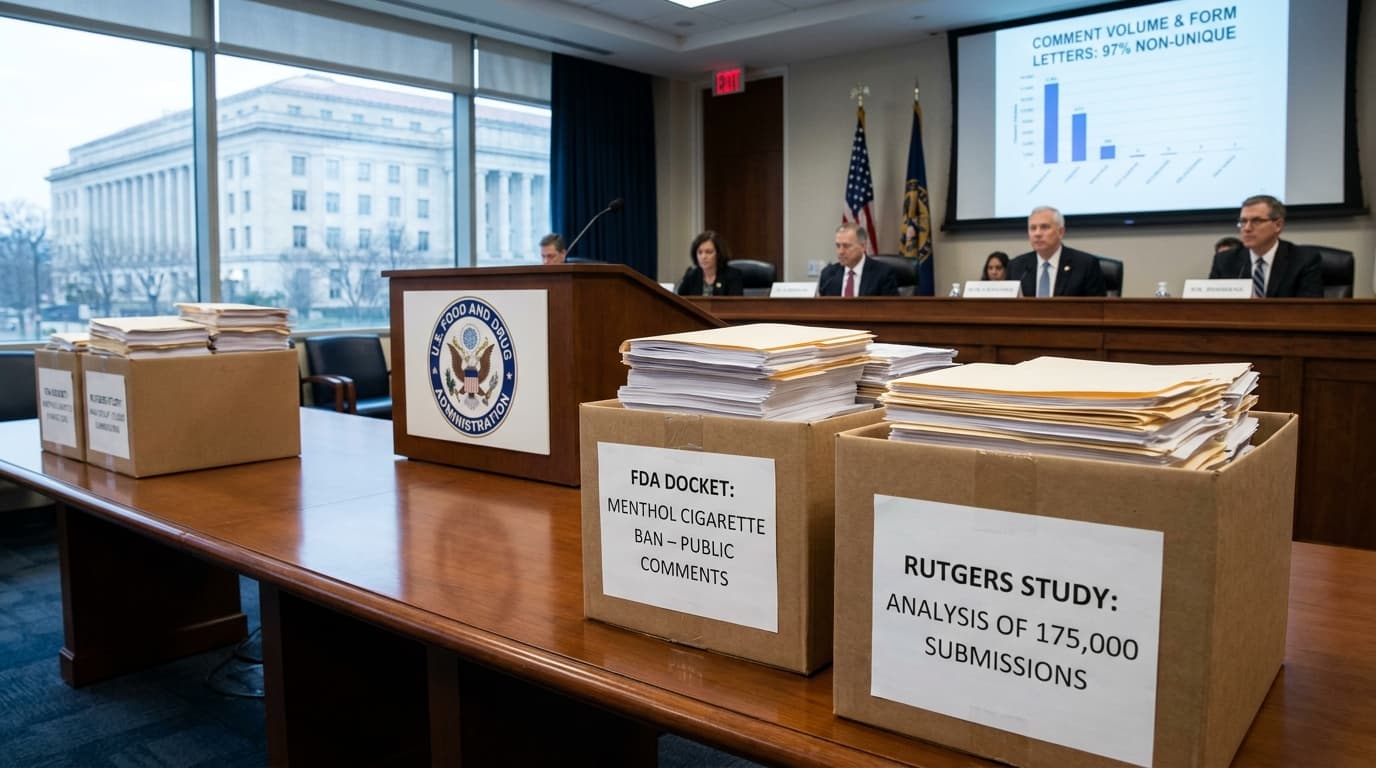 Rutgers Study Finds 97% Of 175,000 Menthol-Ban Comments Were Form Letters, As FDA Delay Fed Tobacco Win