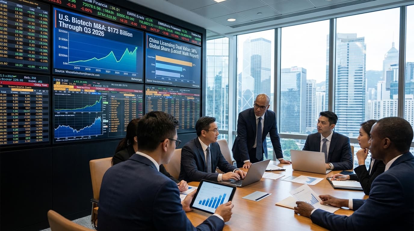 Locust Walk Says China Reached 58% Of Licensing Deal Value In 2026, As U.S. Biotech M&A Hit $173 Billion Through Q3
